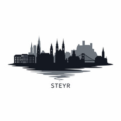 Fototapeta premium Steyr Austria skyline silhouette cityscape icon.