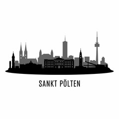 Sankt Plten Austria skyline silhouette.