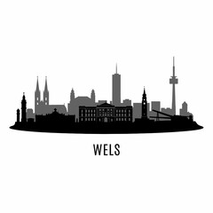 Fototapeta premium Wels Austria Skyline Cityscape Silhouette.