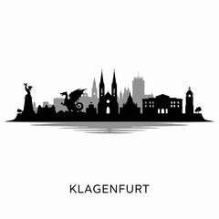 Naklejka premium Klagenfurt Skyline Austria Black Silhouette.