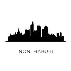 Naklejka premium Nonthaburi Thailand Skyline Silhouette Black.