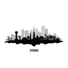 Fototapeta premium Vinh Skyline Vietnam Cityscape Silhouette.