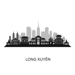 Fototapeta premium Long Xuyen Skyline Vietnam City Silhouette.