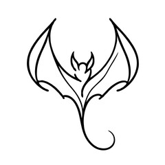 Obraz premium Bat silhouette with mystical symbols in intricate line art design 