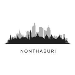 Nonthaburi city skyline silhouette.