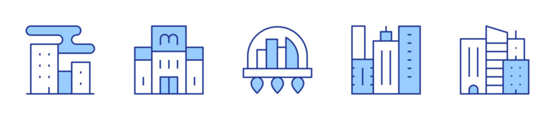 city, architecture and city, skyscraper. City Icon vector illustration. Line Duotone style. Editable stroke