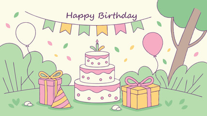 happy birthday card with cake