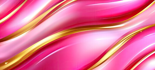 Abstract pink and gold flowing waves