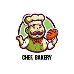  Chef Bakery Mascot, Baker Logo Design, Happy Baker Icon, Bread Chef Character, Pastry Chef Emblem