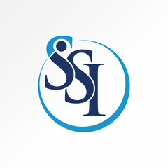 Logo design graphic concept creative premium vector stock image top sell initial SSI serif font circle swoosh royal hotel consulting elegance fashion