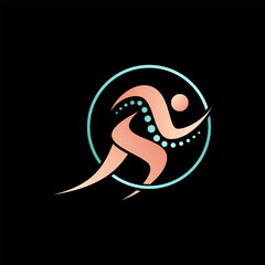 Logo design graphic concept creative premium vector stock image top sell human body fast run spine pain bone therapy injury sport athlete anatomy body