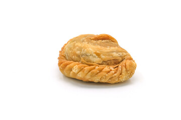 curry puff pastry isolated on white background. Snacks in Thailand. Bean Paste Pastries