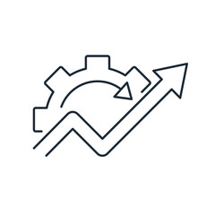  Growth graph in business style or stock data. Operational excellence.Vector linear icon illustration on white background.