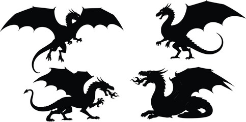 Majestic Dragons A Vector Illustration Set