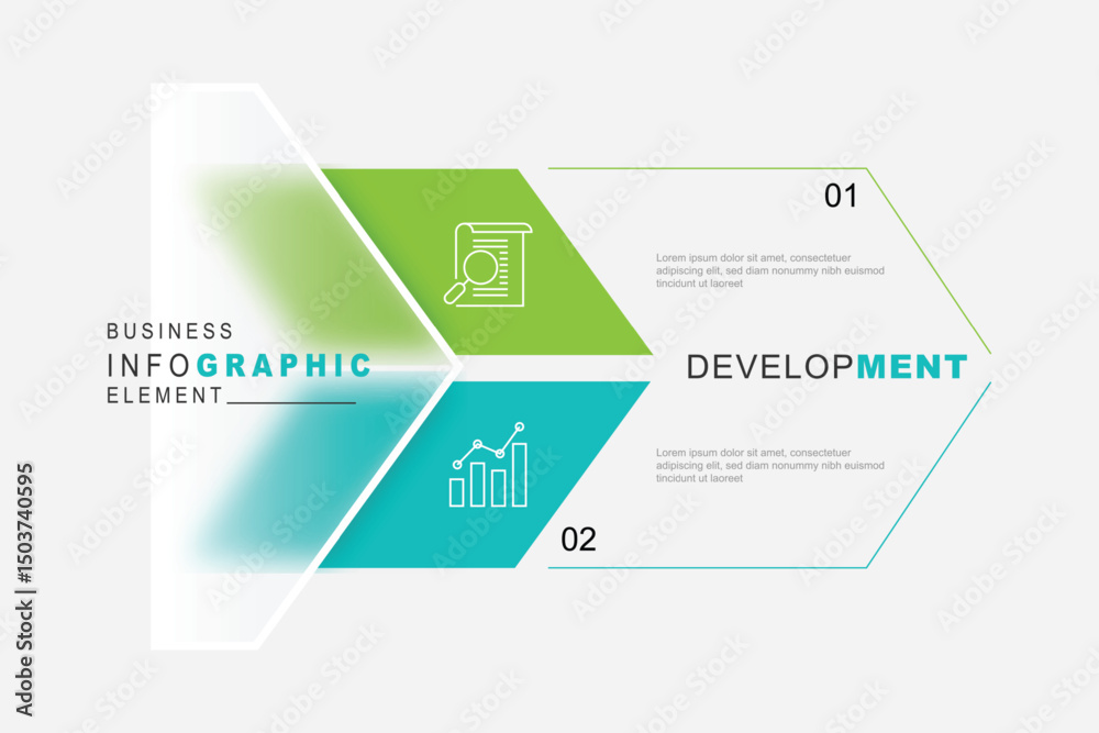 Aufkleber banner template infographic element with 2 step and glassmorphism concept.