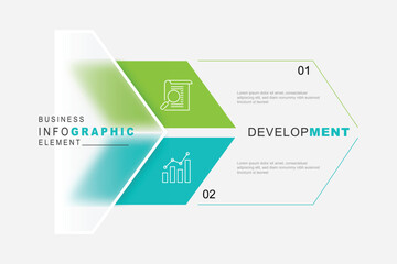 Banner template infographic element with 2 step and glassmorphism concept.