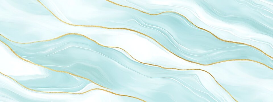 Delicate mint green marble design with gold accents - Powered by Adobe