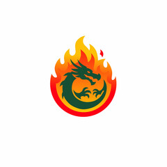 Dragon in flame logo