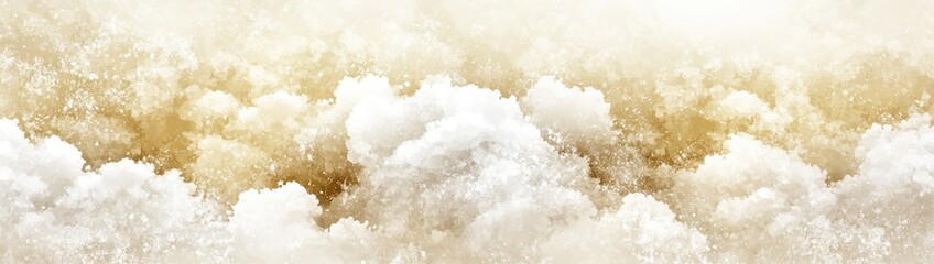 A textured landscape of puffy clouds in light beige and white tones