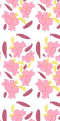 Seamless Pink Hibiscus Floral Pattern