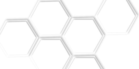 Abstract geometric technology 3d white hexagonal pattern with subtle gray shadows creating a dimensional honeycomb effect clean and modern white background	