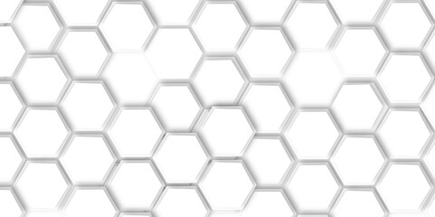 Abstract geometric technology 3d white hexagonal pattern with subtle gray shadows creating a dimensional honeycomb effect clean and modern white background	