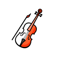 Fototapeta premium Simple Violin Doodle Vector Clip Art for Christmas Carol