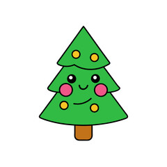 Fototapeta premium Cartoon Christmas Tree Doodle Vector Clip Art for Xmas