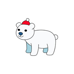 Obraz premium Sketchy Polar Bear Doodle Vector Clip Art for Winter Time