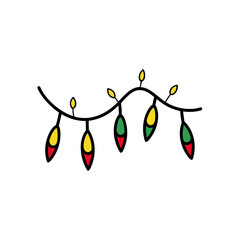 Fototapeta premium Cute Lights Doodle Vector Clip Art for Christmas Decor