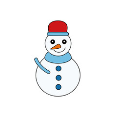 Sketchy Snowman Doodle Vector Clip Art for Winter Holiday