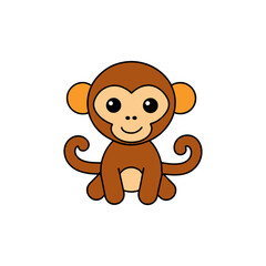 Obraz premium Funny Monkey Doodle Vector Clip Art on White Background Illustration