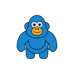 Naklejka premium Friendly Gorilla Doodle Vector Artwork: Gentle Giant Clip Art on White