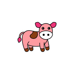 Gentle Cow Doodle Vector Graphic: Farm Animal Clip Art on White Background