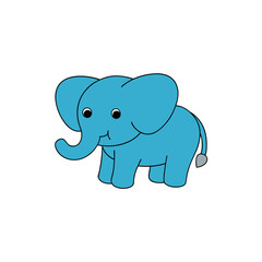 Fototapeta premium Gray Elephant Doodle Vector Clip Art on White Background for Zoo Education