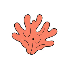 Obraz premium Colorful Coral Doodle Vector Clip Art on White Background for Underwater Illustrations