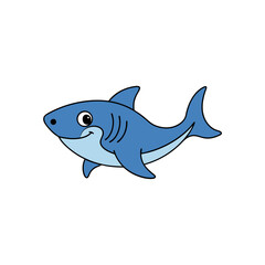 Swimming Shark Doodle Vector Clip Art on White Background for Aquarium Themes