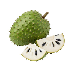 Tropical Fruit with Freshly Sliced Segments on Transparent Background