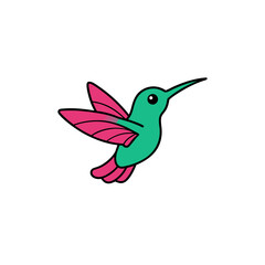 Fototapeta premium Flying Hummingbird Doodle Vector Clip Art on White Background for Garden Art