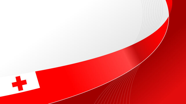 waving Tonga flag ribbon background with copy space for text. tonga is country in oceania