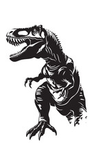 Naklejka premium hand drawn silhouette of tyrannosaurus , black silhouettes isolated on white background