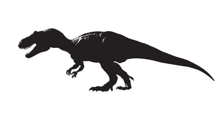 Obraz premium hand drawn silhouette of tyrannosaurus , black silhouettes isolated on white background