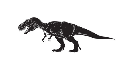 Fototapeta premium hand drawn silhouette of tyrannosaurus , black silhouettes isolated on white background
