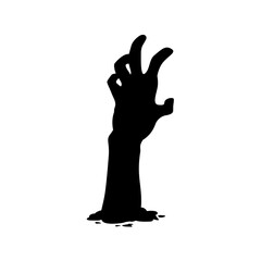 Zombie Hand Silhouette. Horror Halloween Vector Illustration