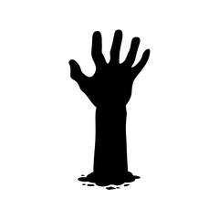Zombie Hand Silhouette. Horror Halloween Vector Illustration