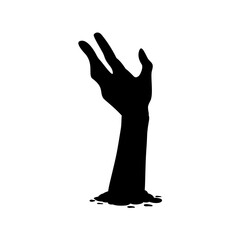 Zombie Hand Silhouette. Horror Halloween Vector Illustration