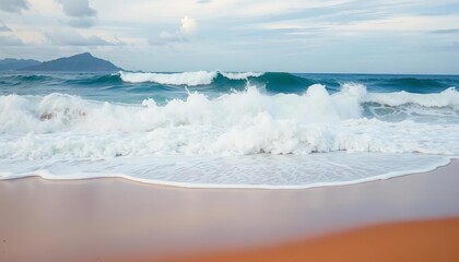 Obraz premium Lombok's Kuta beach; powerful waves crashing on the shore, surf, nature