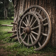 Fototapeta premium old wooden wheel