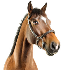 Fototapeta premium Horse Head Isolated on Transparent Background PNG for Animal, Farm, and Equestrian Design Concepts