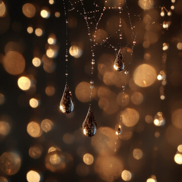Spider dangling from web on string.
